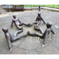 Life Size Garden Bronze Children Playing Sculpture